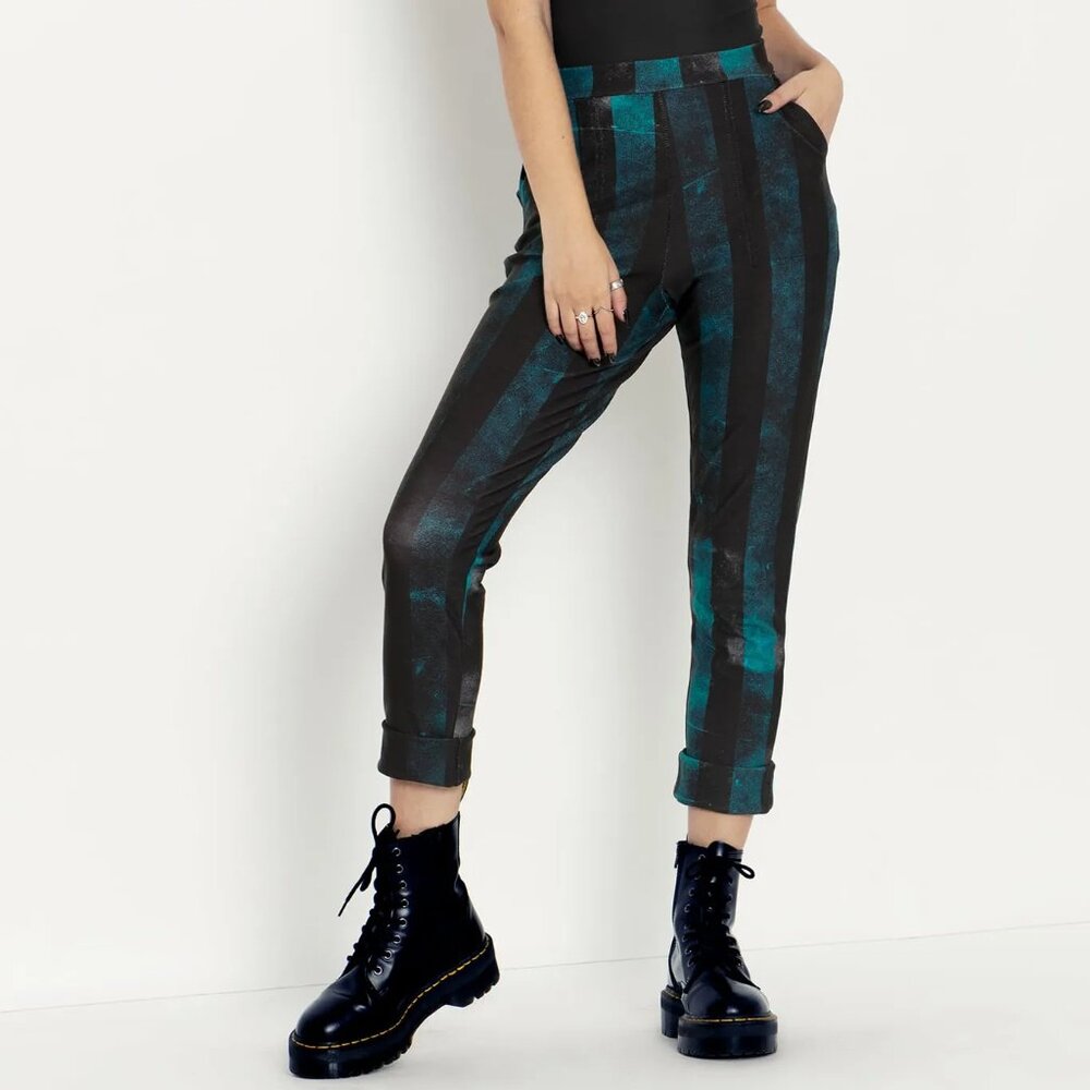 Decayed Stripes Blue Cuffed Pants - image 1